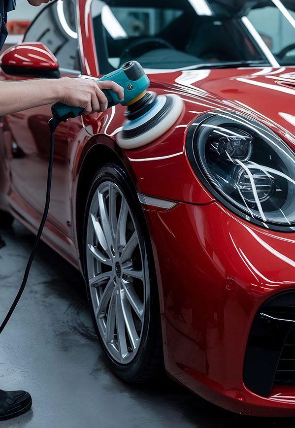 Auto detailer aan het werk